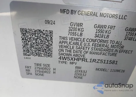 2024 Acura Zdx Type S/Type S Perf. Wheel Tire из США, поврежденный, VIN 4W5XHPRL1RZ511581